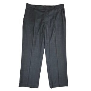 Michael Kors Mens Plaid Dress Pants Trousers Size 38x30 Charcoal Wool Blend